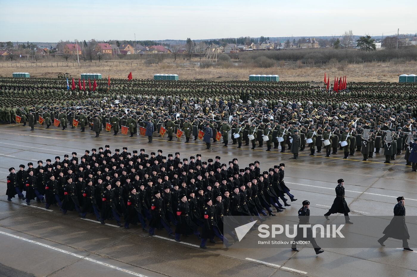 Joint rehearsal of marching and mechanized columns for the Victory Day parade