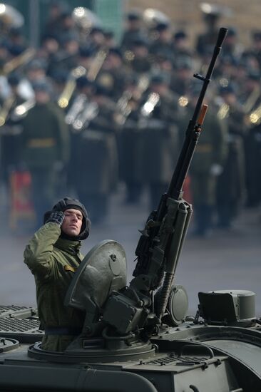 Joint rehearsal of marching and mechanized columns for the Victory Day parade