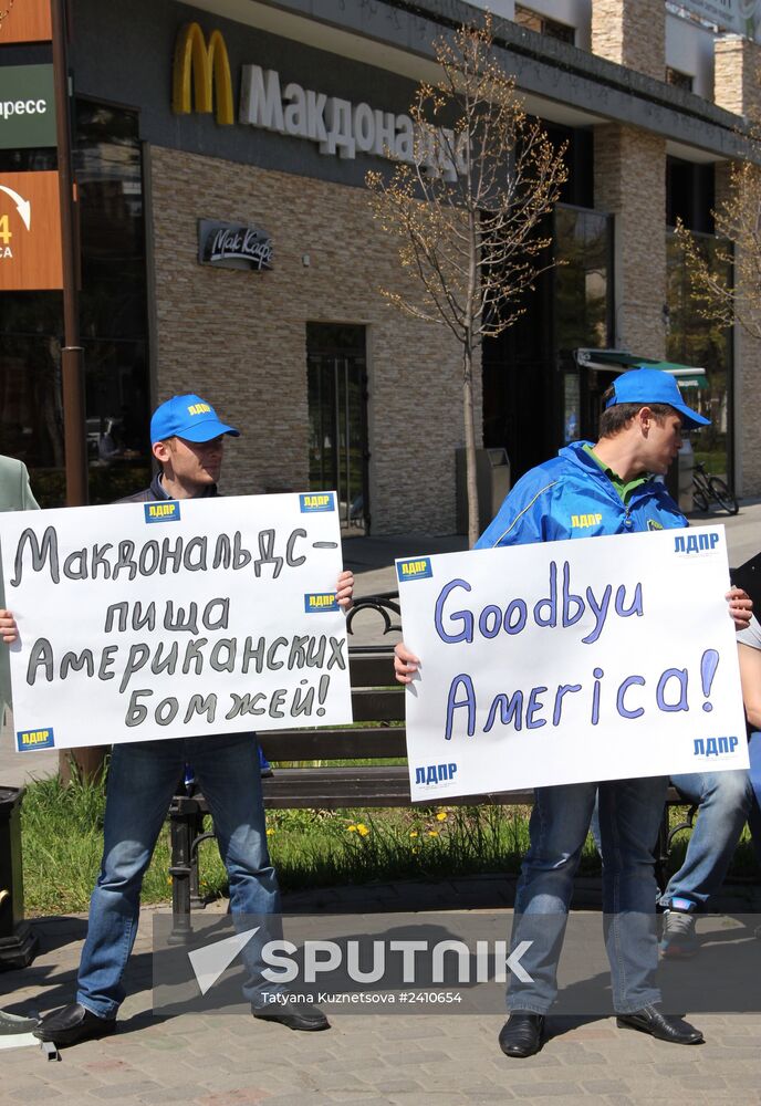 Rally against McDonald's restaurants in Krasnodar.