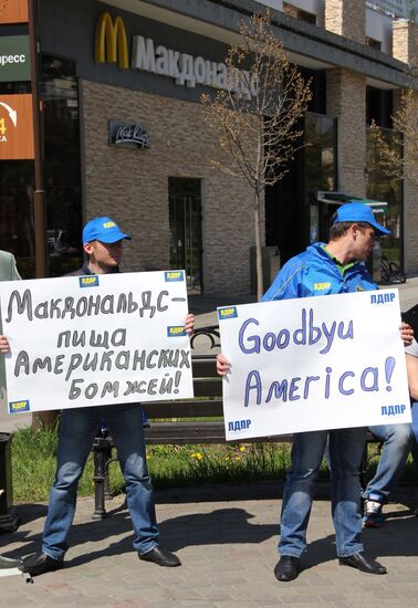 Rally against McDonald's restaurants in Krasnodar.