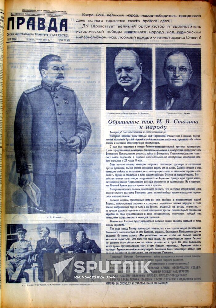 The May 10, 1945 issue of the Pravda newspaper