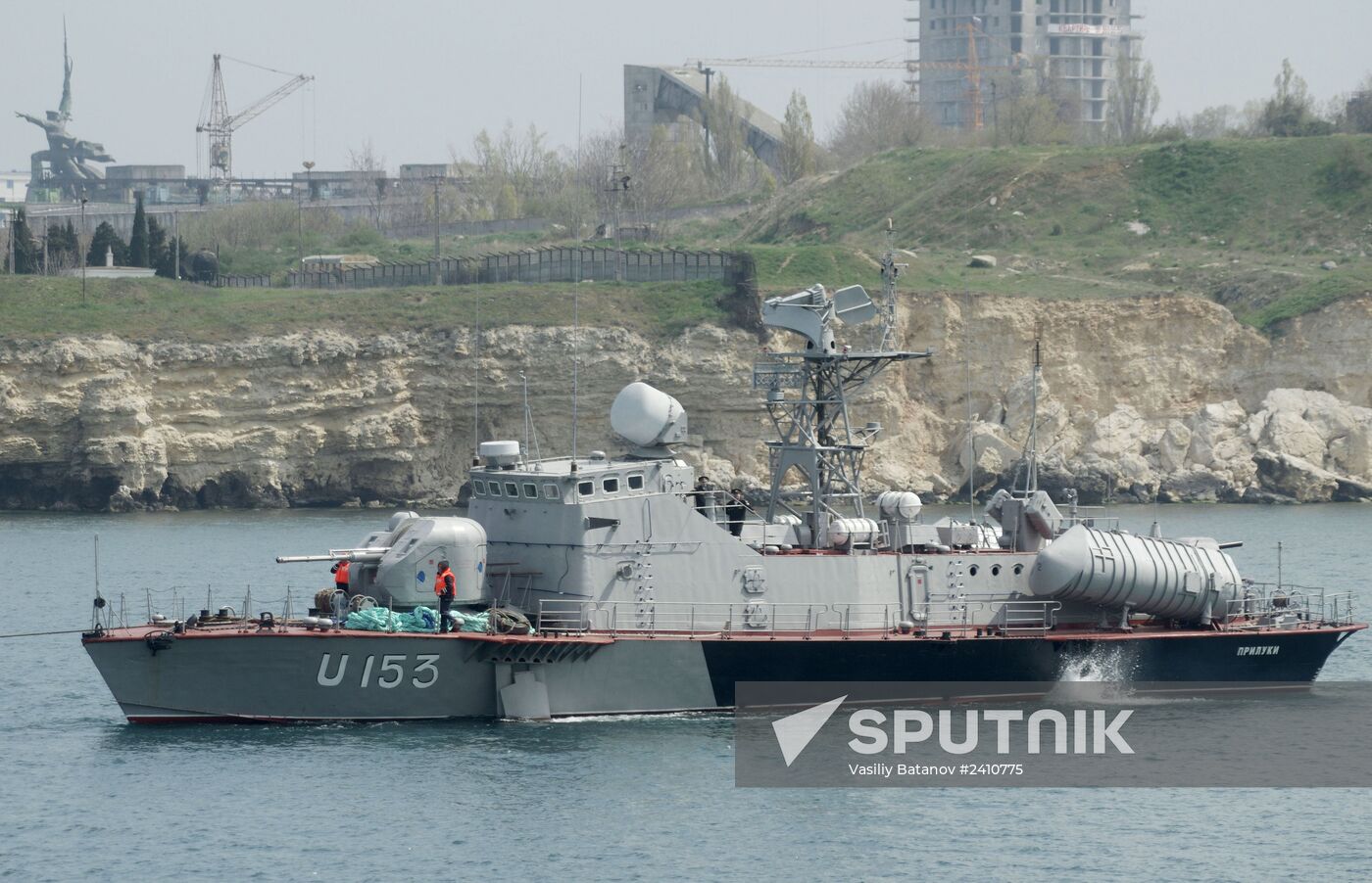 Ukraine's missile boat "Priluki" and tanker "Fastov" leave Sevastopol