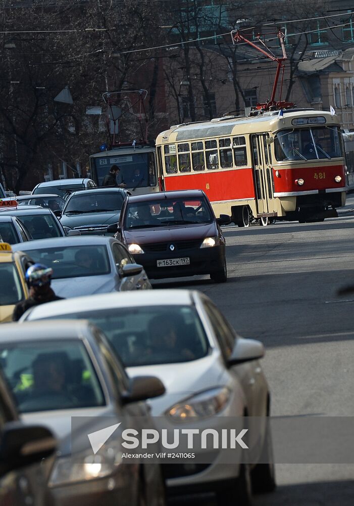 Tram parade on 115th anniversary of Moscow tram