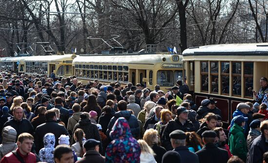 Tram parade on 115th anniversary of Moscow tram