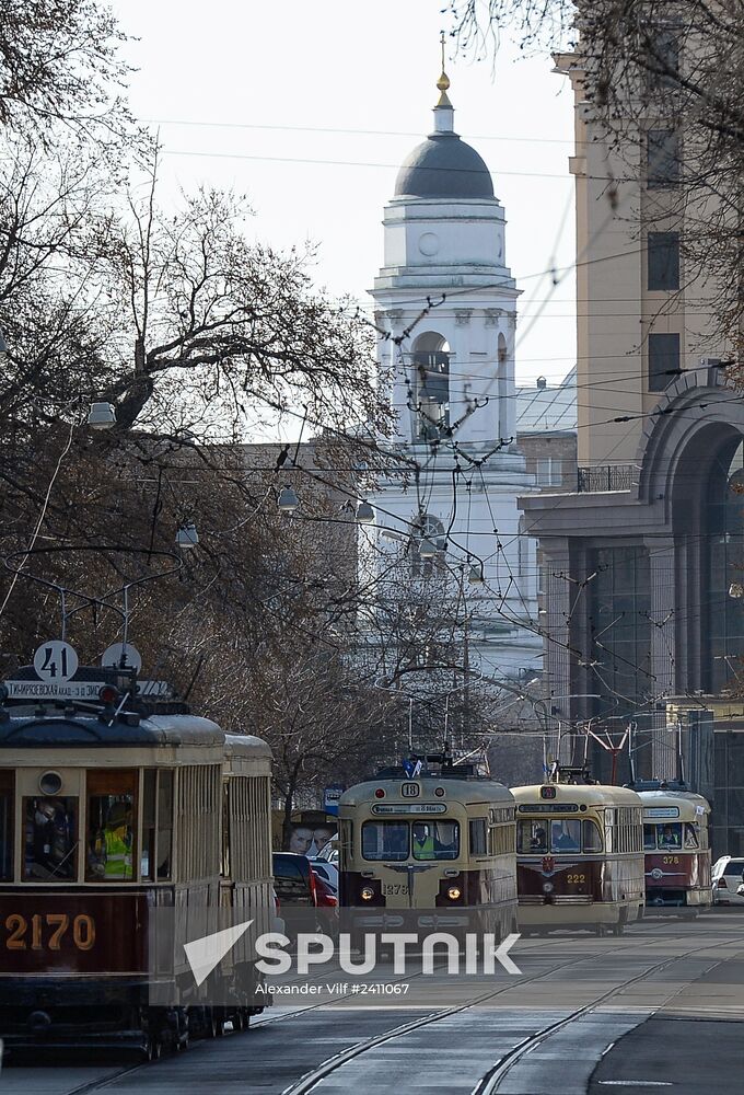 Tram parade on 115th anniversary of Moscow tram