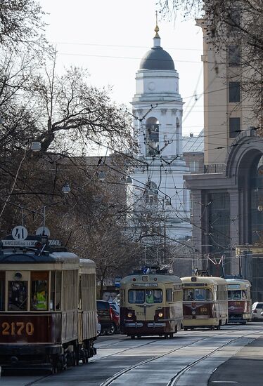 Tram parade on 115th anniversary of Moscow tram