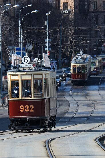 Tram parade on 115th anniversary of Moscow tram