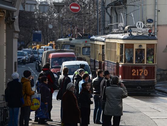 Tram parade on 115th anniversary of Moscow tram