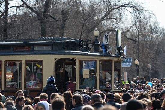 Tram parade on 115th anniversary of Moscow tram
