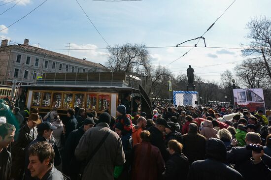 Tram parade on 115th anniversary of Moscow tram