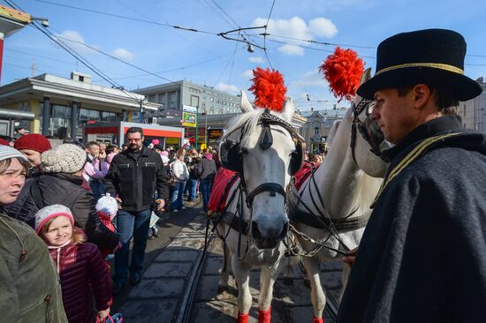 Tram parade on 115th anniversary of Moscow tram