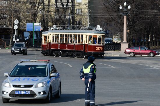 Tram parade on 115th anniversary of Moscow tram
