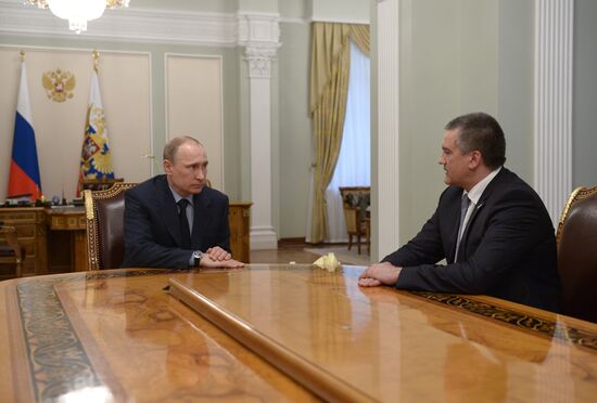 Vladimir Putin meets with Sergey Aksyonov
