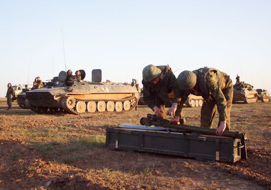 Military exercise at the Kapustin Yar firing range in the Astrakhan Region
