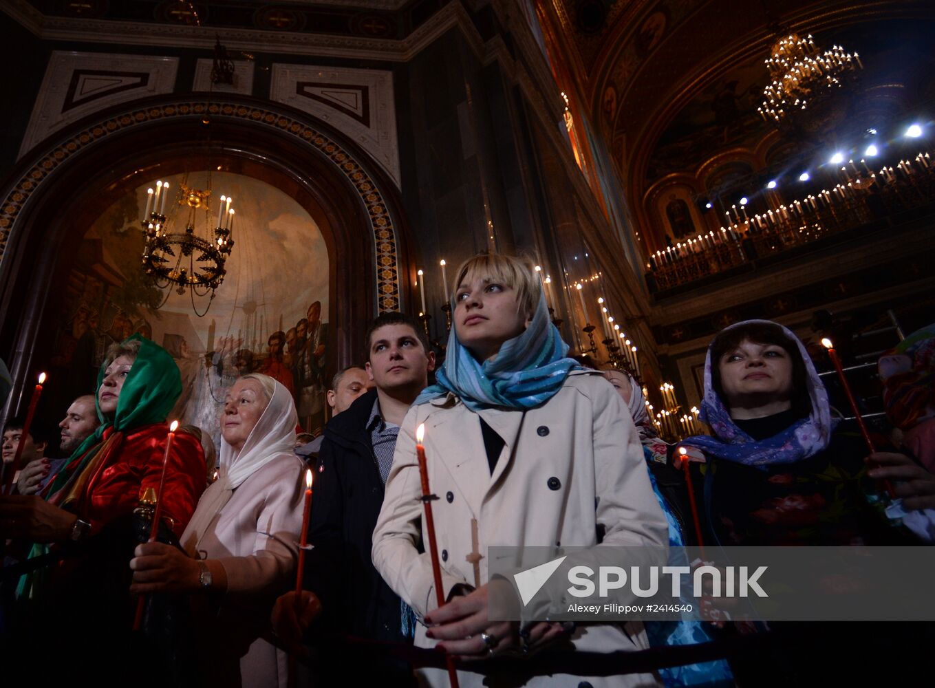 Easter Service at Cathedral of Christ the Savior in Moscow