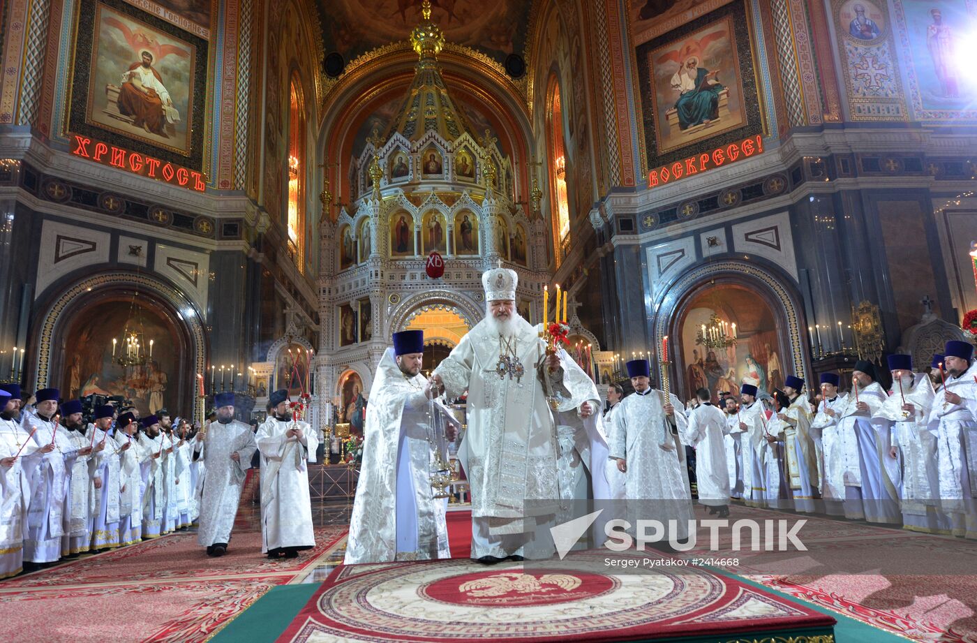 Easter Service at Cathedral of Christ the Savior in Moscow