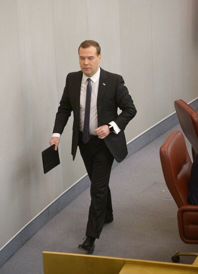 Dmitry Medvedev reports on the Government's 2013 performance at the State Duma