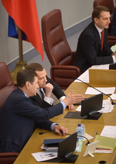 Dmitry Medvedev reports on the Government's 2013 performance at the State Duma