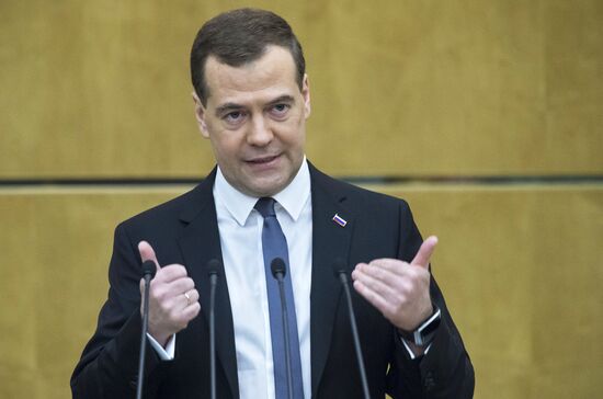 Dmitry Medvedev reports on the Government's 2013 performance at the State Duma