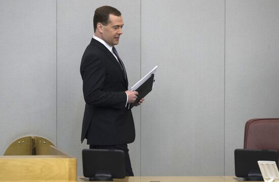 Dmitry Medvedev reports on the Government's 2013 performance at the State Duma