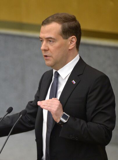 Dmitry Medvedev reports on the Government's 2013 performance at the State Duma