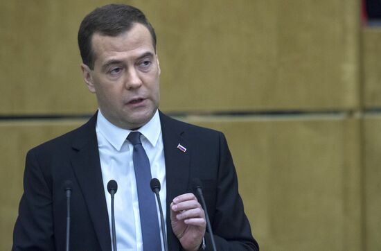 Dmitry Medvedev reports on the Government's 2013 performance at the State Duma