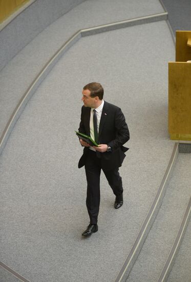 Dmitry Medvedev reports on the Government's 2013 performance at the State Duma