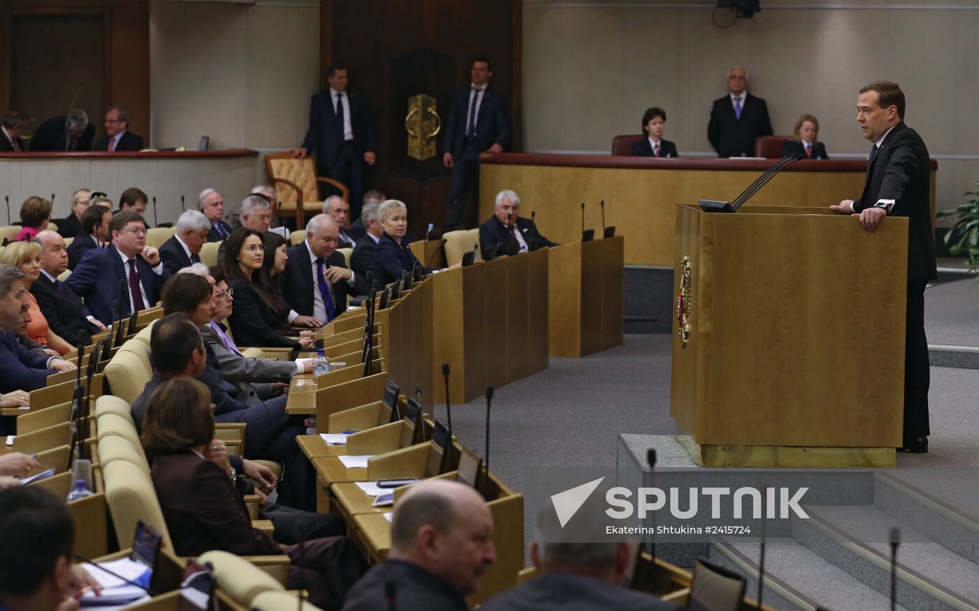 Dmitry Medvedev reports on the Government's 2013 performance at the State Duma
