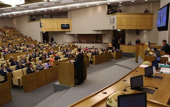 Dmitry Medvedev reports on the Government's 2013 performance at the State Duma