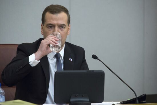 Dmitry Medvedev reports on the Government's 2013 performance at the State Duma