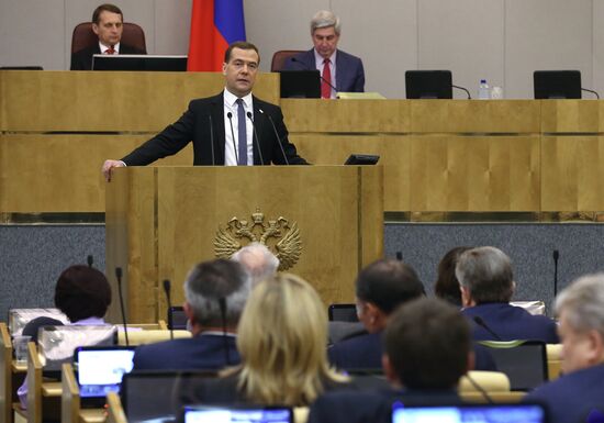 Dmitry Medvedev reports on the Government's 2013 performance at the State Duma