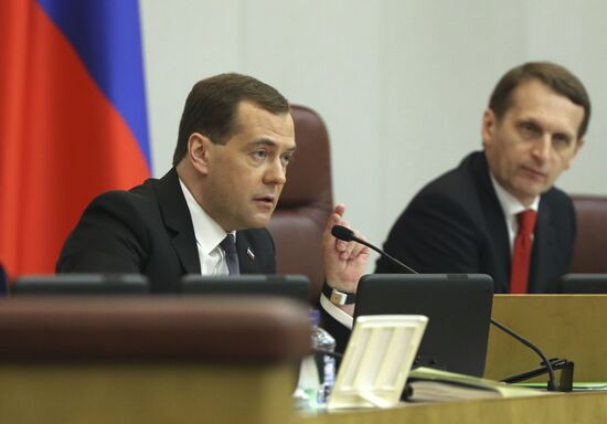 Dmitry Medvedev reports on the Government's 2013 performance at the State Duma