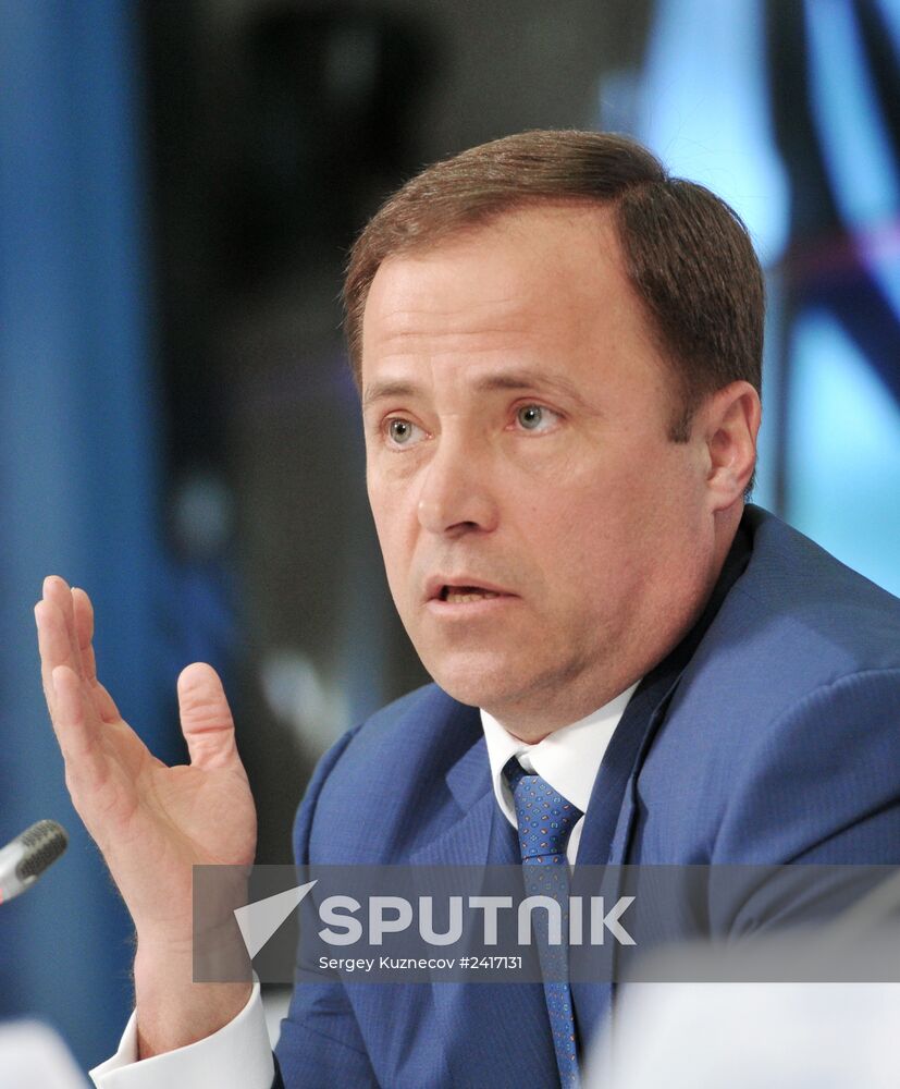 Press conference by Russia's Federal Space Agency and United Rocket and Space Corporation managers