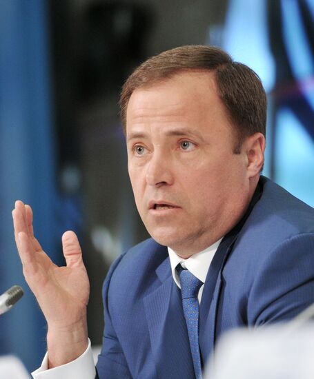Press conference by Russia's Federal Space Agency and United Rocket and Space Corporation managers