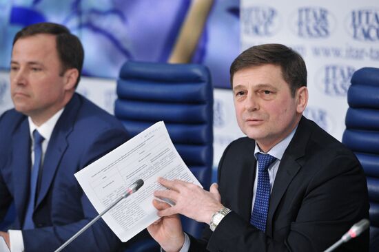 Press conference by Russia's Federal Space Agency and United Rocket and Space Corporation managers