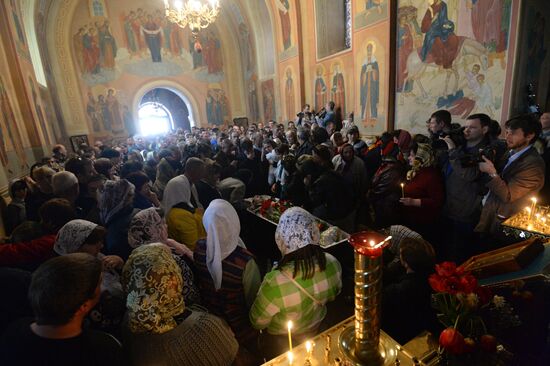 A funeral service for self-defence soldier Alexander Lubenets killed in Donetsk region