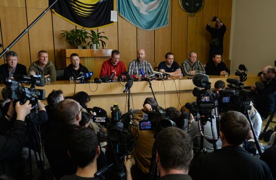 News conference by OSCE observers detained by self-defense forces in Ukraine