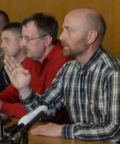 News conference by OSCE observers detained by self-defense forces in Ukraine