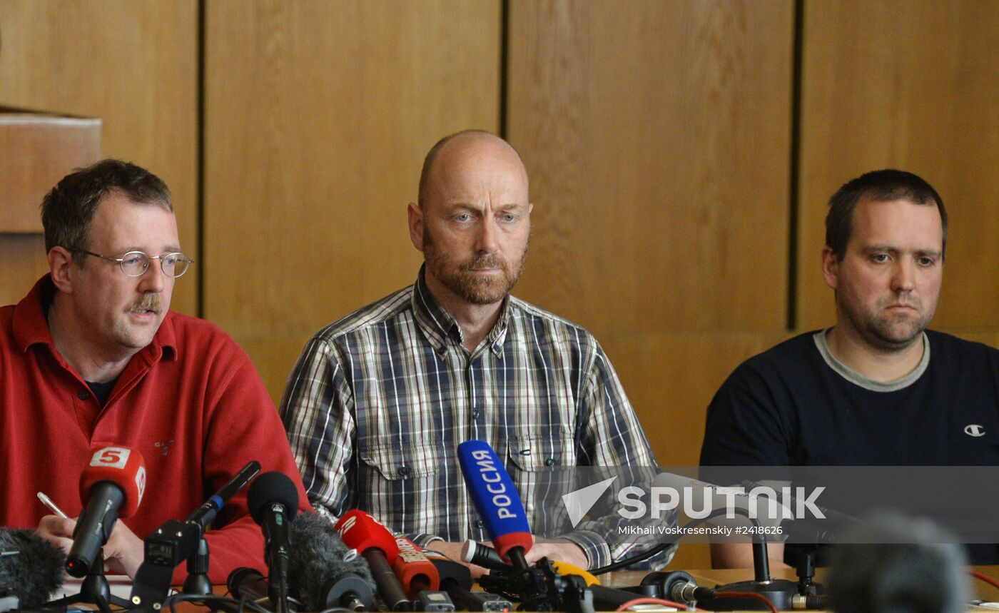 News conference by OSCE observers detained by self-defense forces in Ukraine