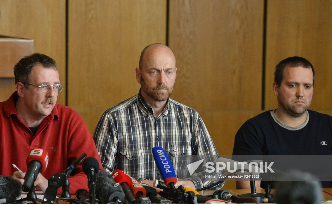 News conference by OSCE observers detained by self-defense forces in Ukraine