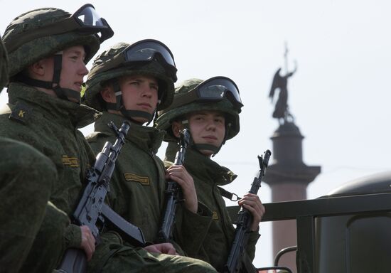 Victory parade rehearsal in St.Petersburg