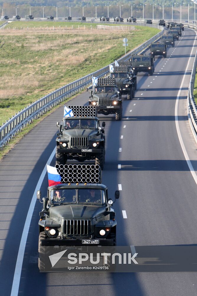 Relocating Baltic Fleet military equipment to Victory Day Parade site