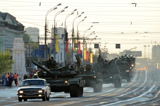Victory Day Parade rehearsal on Red Square in Moscow