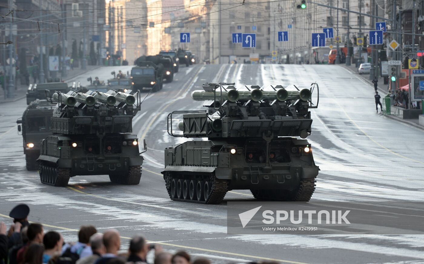 Victory Day Parade rehearsal on Red Square in Moscow