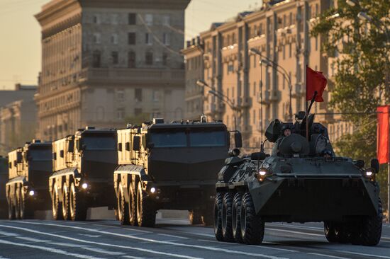 Victory Day Parade rehearsal on Red Square in Moscow