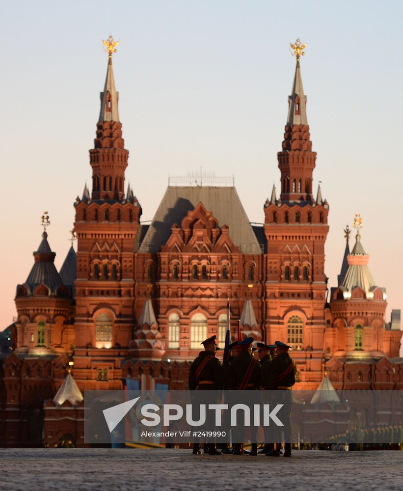 Victory Day Parade rehearsal on Red Square in Moscow