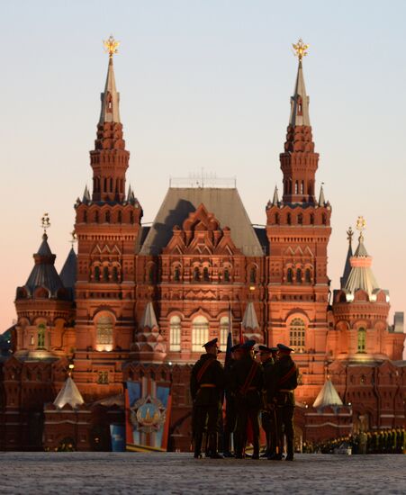 Victory Day Parade rehearsal on Red Square in Moscow