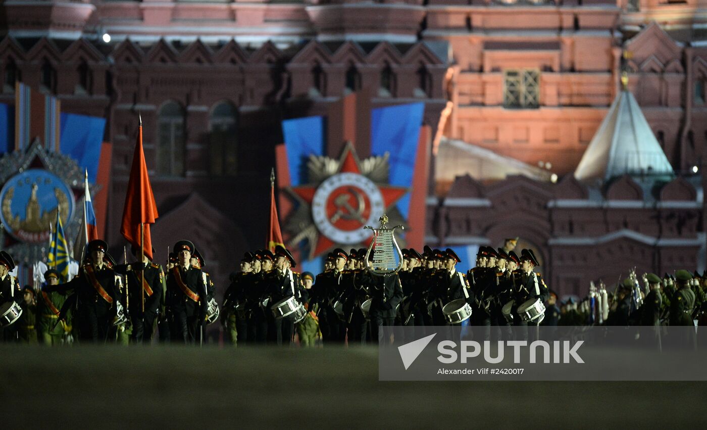 Victory Day Parade rehearsal on Red Square in Moscow