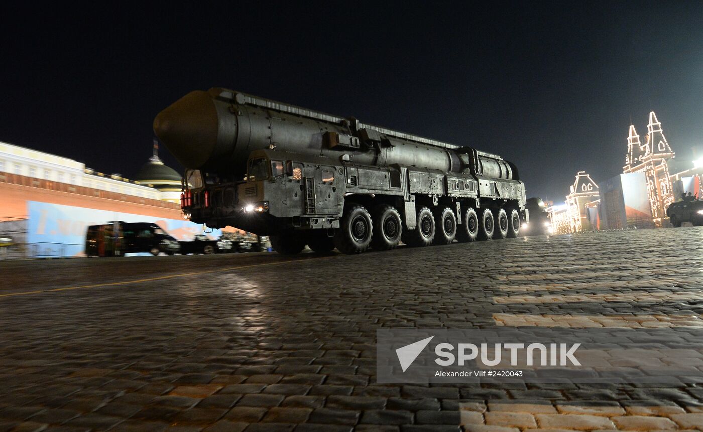 Victory Day Parade rehearsal on Red Square in Moscow
