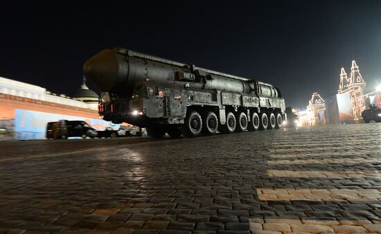 Victory Day Parade rehearsal on Red Square in Moscow